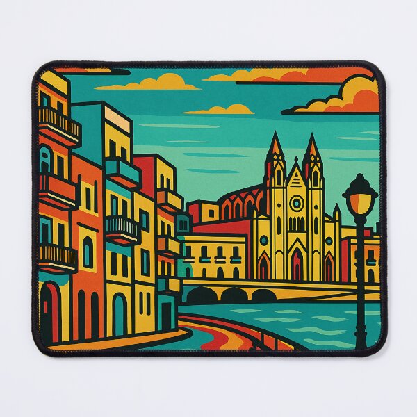 Item preview, Digital Retro Pop Art of Sliema | Colorful Malta Coastline in Vintage Style | Bold and Playful Sliema Cityscape Design | 80s-Inspired Coastal Vibes | Vibrant Island Energy designed and sold by PaintedPixels01.