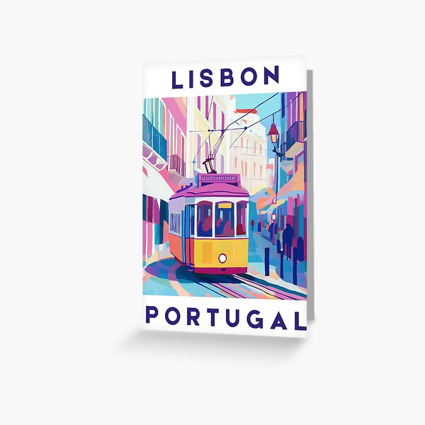 Item preview, Lisbon Portugal Vintage Tram designed and sold by WanderingPrints.