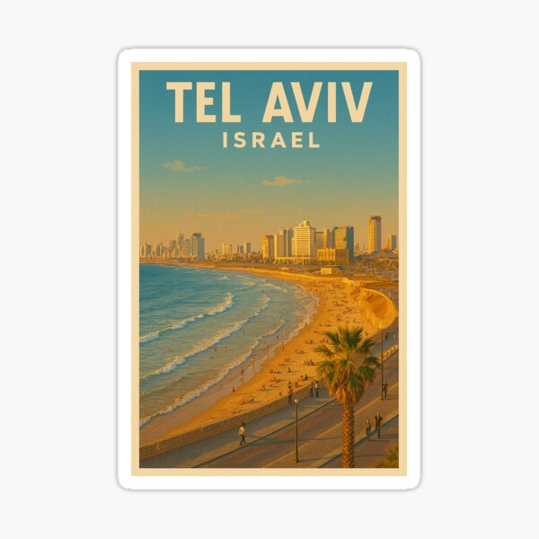 Item preview, Tel Aviv Beach Skyline Travel Poster designed and sold by DinaRosArts.