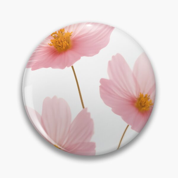 Item preview, Delicate pink cosmos flowers with yellow centers and slender stems against a white background soft natural floral beauty and botanical detail designed and sold by homydesign.