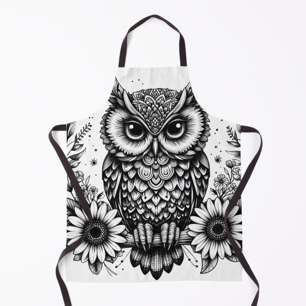 Item preview, Mystic Floral Owl (Black & White) designed and sold by TeetasticBtque.