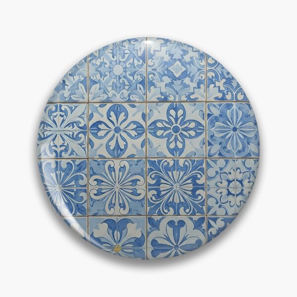 Item preview, A pattern of intricate blue and white decorative tiles with repeating designs arranged in a grid designed and sold by homydesign.