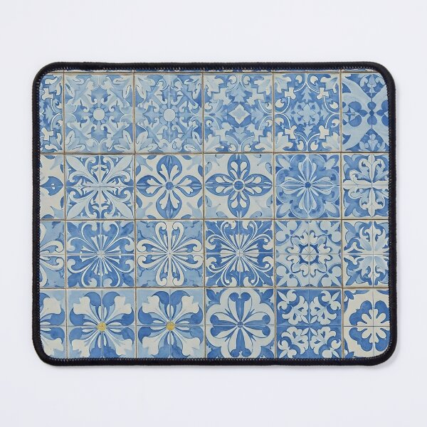 Item preview, A pattern of intricate blue and white decorative tiles with repeating designs arranged in a grid designed and sold by homydesign.