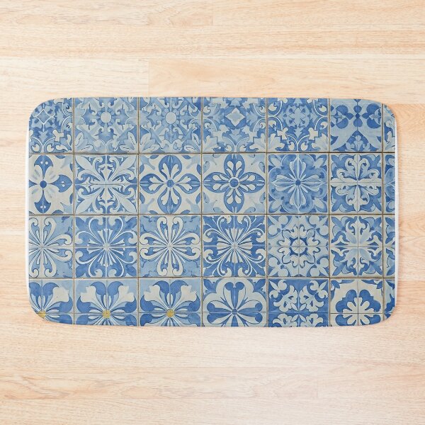 Item preview, A pattern of intricate blue and white decorative tiles with repeating designs arranged in a grid designed and sold by homydesign.