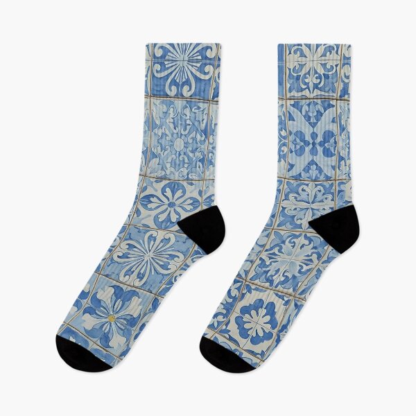 Item preview, A pattern of intricate blue and white decorative tiles with repeating designs arranged in a grid designed and sold by homydesign.