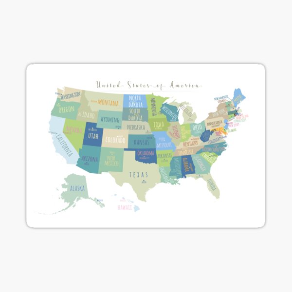 Item preview, USA Map - Colorful USA States Map Poster – United States Wall Art designed and sold by CartoPrints.