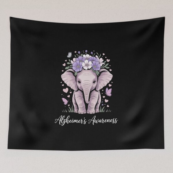 Item preview, Elephant with Purple Flowers – Alzheimer’s Awareness Animal Design designed and sold by ThatBBStore.