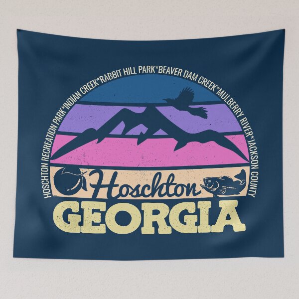 Item preview, Hoschton Georgia Sunset Retro Vintage Local Pride Logo designed and sold by CRHPOD20.