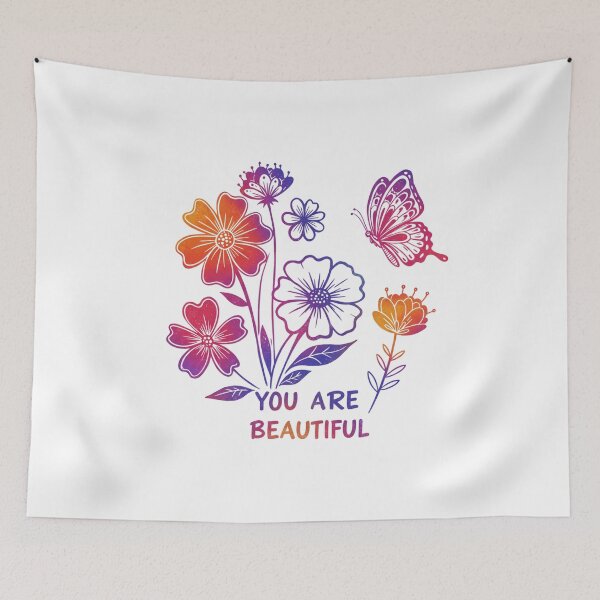 Item preview, You Are Beautiful Floral Butterfly Gradient designed and sold by Faithloveshop.
