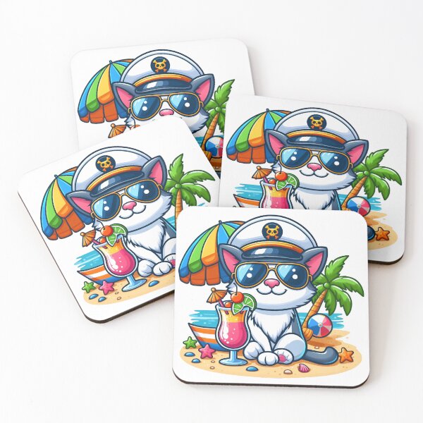 Item preview, Cat Captain Enjoying Summer Holiday | Nautical Cat on a Vacation Adventure | Cute Cat Captain Relaxing in the Sun | Playful Kitty with Captain Hat on Holiday | Summer Cruise Vibes designed and sold by PaintedPixels01.