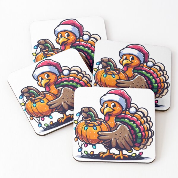 Item preview, Turkey Playing with Pumpkin and Christmas Lights | Holiday Crossover Fun | Silly Turkey in the Middle of Thanksgiving and Christmas | Festive Turkey and Lights Mishap designed and sold by PaintedPixels01.