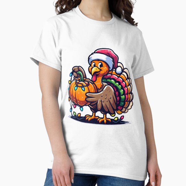 Item preview, Turkey Playing with Pumpkin and Christmas Lights | Holiday Crossover Fun | Silly Turkey in the Middle of Thanksgiving and Christmas | Festive Turkey and Lights Mishap designed and sold by PaintedPixels01.