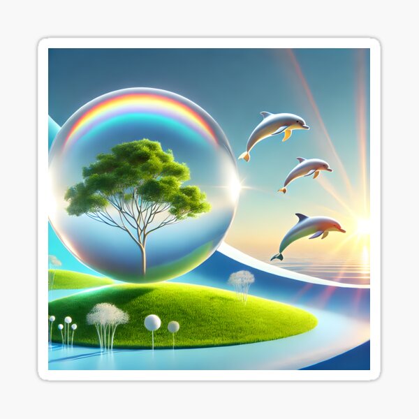 Item preview, Frutiger Aero Tree, Dolphins and Bubbles designed and sold by gustavotiano.