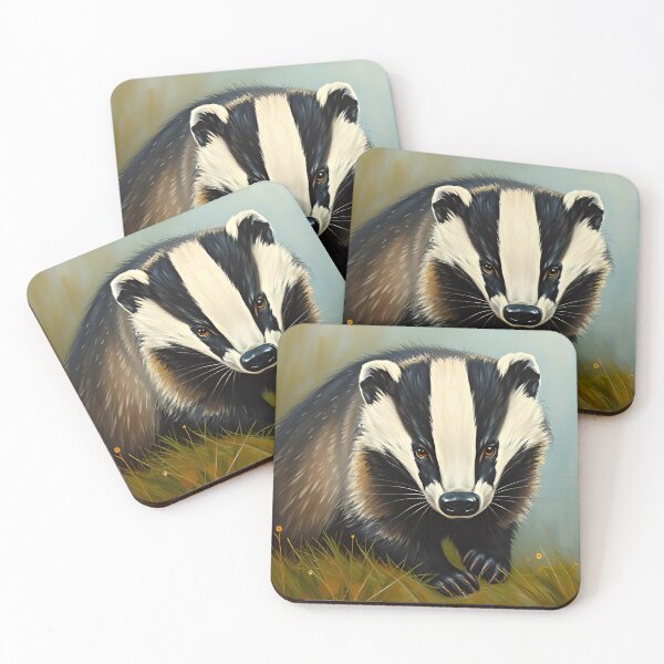 Item preview, Woodland Badger Oil Painting Style Wildlife Conservation designed and sold by kakarikihill.