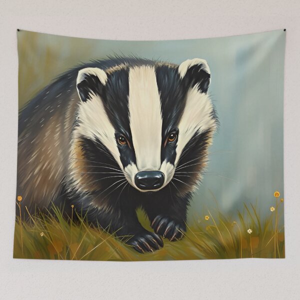 Item preview, Woodland Badger Oil Painting Style Wildlife Conservation designed and sold by kakarikihill.