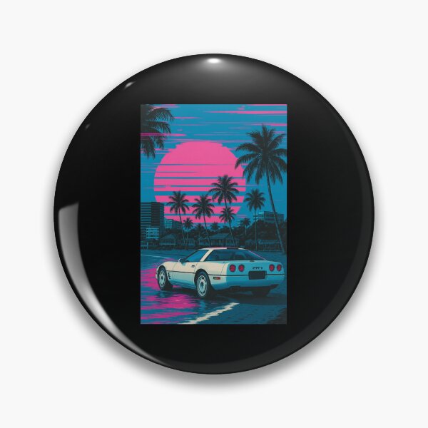Item preview, Retro C4 Corvette ZR-1 Cruising a Neon Beach Sunset designed and sold by TheArtOfCar.