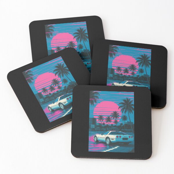 Item preview, Retro C4 Corvette ZR-1 Cruising a Neon Beach Sunset designed and sold by TheArtOfCar.