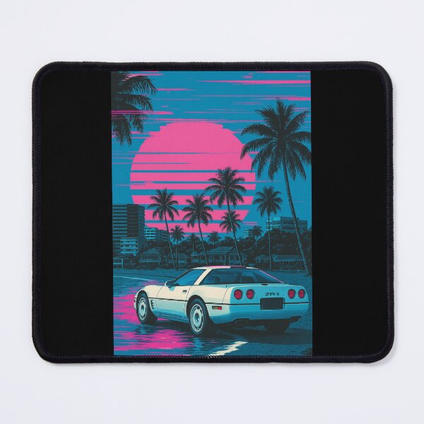 Item preview, Retro C4 Corvette ZR-1 Cruising a Neon Beach Sunset designed and sold by TheArtOfCar.