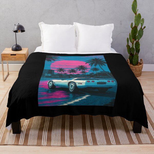 Item preview, Retro C4 Corvette ZR-1 Cruising a Neon Beach Sunset designed and sold by TheArtOfCar.