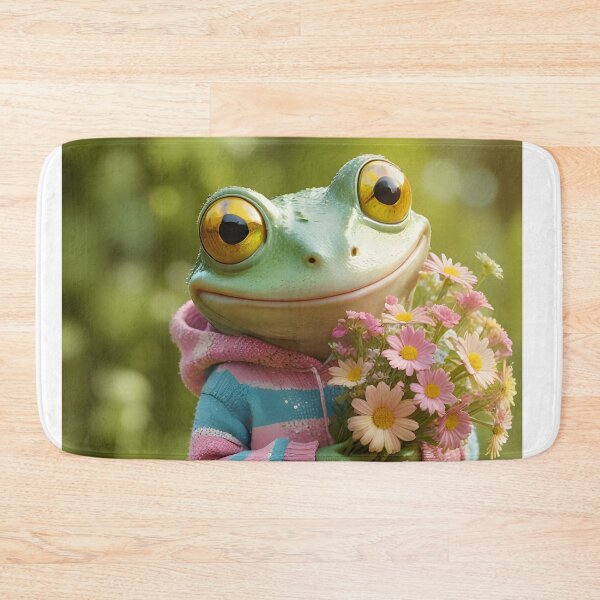 Item preview, Frog in Hoodie with Daisy Bouquet designed and sold by ACuriousshoppe.