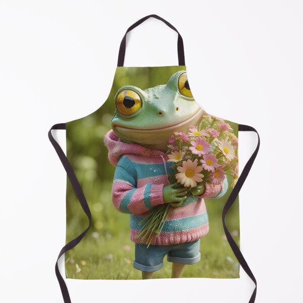 Item preview, Frog in Hoodie with Daisy Bouquet designed and sold by ACuriousshoppe.
