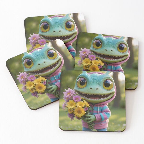 Item preview, Happy Monster's Day: Alien with Daisy Bouquet designed and sold by ACuriousshoppe.