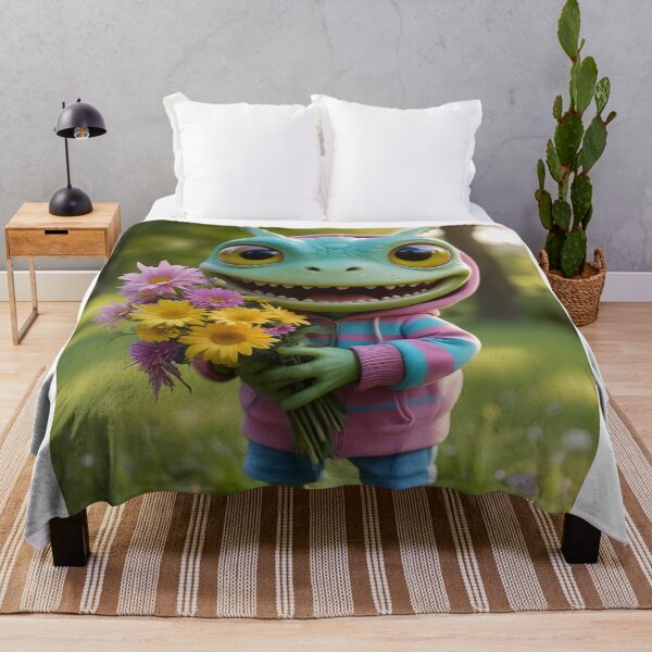 Item preview, Happy Monster's Day: Alien with Daisy Bouquet designed and sold by ACuriousshoppe.