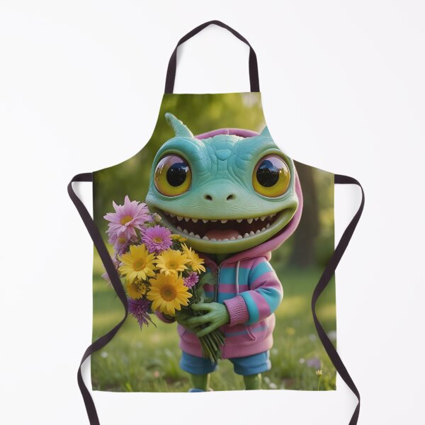 Item preview, Happy Monster's Day: Alien with Daisy Bouquet designed and sold by ACuriousshoppe.