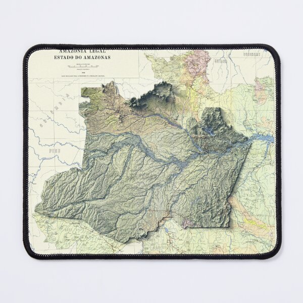Item preview, 1983 Amazonas State, Brazil, Shaded Relief Map 3D digitally rendered designed and sold by ThinkAboutMaps.