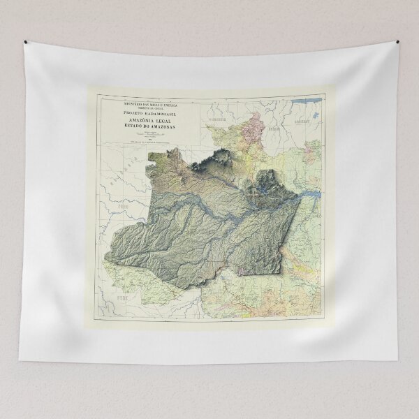 Item preview, 1983 Amazonas State, Brazil, Shaded Relief Map 3D digitally rendered designed and sold by ThinkAboutMaps.