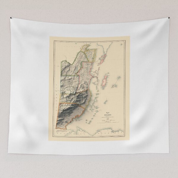 Item preview, 1912 Belize Shaded Relief 3D Map digitally-rendered designed and sold by ThinkAboutMaps.