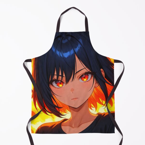 Artikelvorschau, Inneres Feuer: Anime-Mädchen mit intensivem Blick und Flammenhintergrund entworfen und verkauft von YumeKitsune.