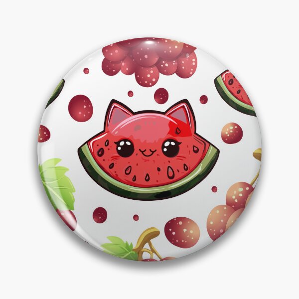 Item preview, Cute Watermelon Cat and Raspberry Seamless Pattern designed and sold by Anastasiia Yurevych.