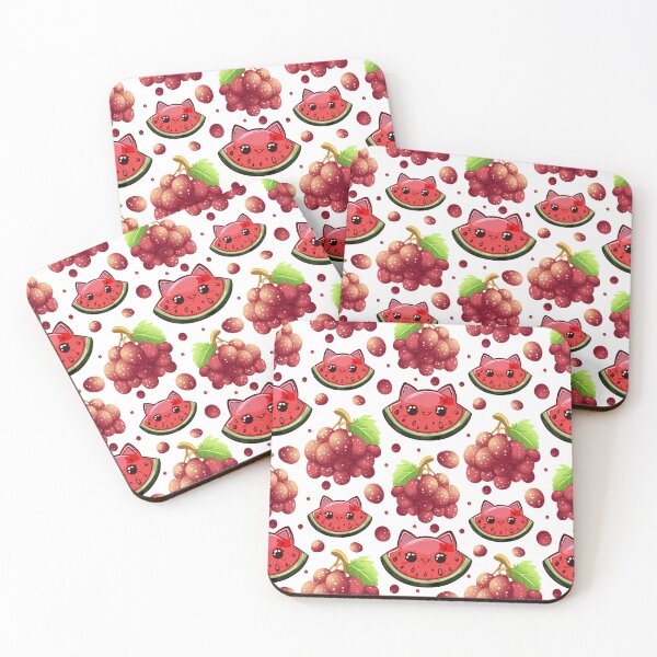 Item preview, Cute Watermelon Cat and Raspberry Seamless Pattern designed and sold by Anastasiia Yurevych.