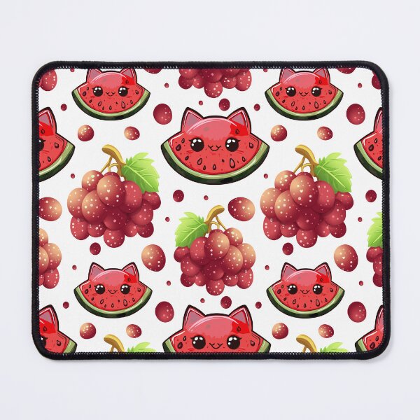 Item preview, Cute Watermelon Cat and Raspberry Seamless Pattern designed and sold by Anastasiia Yurevych.