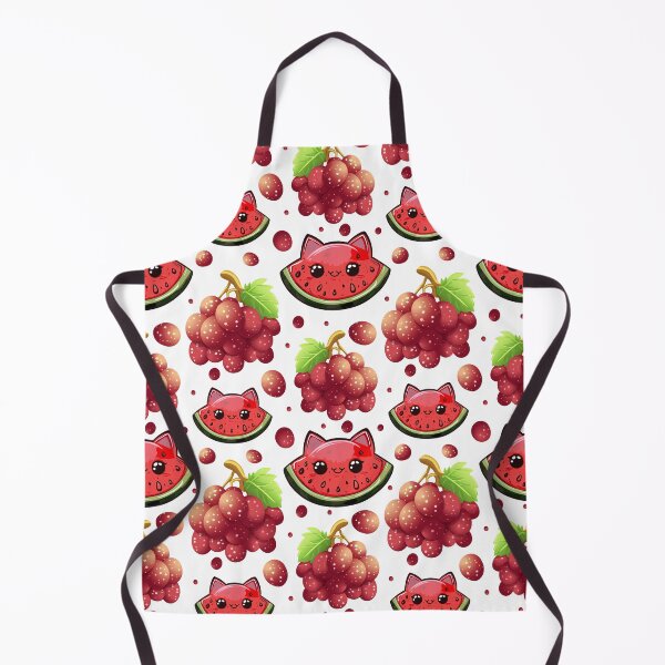 Item preview, Cute Watermelon Cat and Raspberry Seamless Pattern designed and sold by Anastasiia Yurevych.