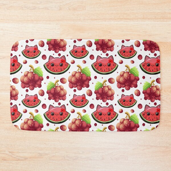 Item preview, Cute Watermelon Cat and Raspberry Seamless Pattern designed and sold by Anastasiia Yurevych.