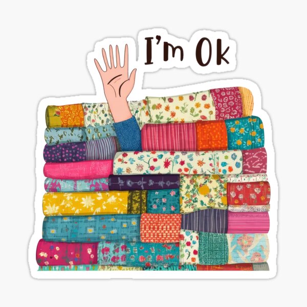 Aperçu de l'œuvre Je vais bien, réserve de tissus humoristiques et amusants pour le quilting créée et vendue par Smell  Cloud.