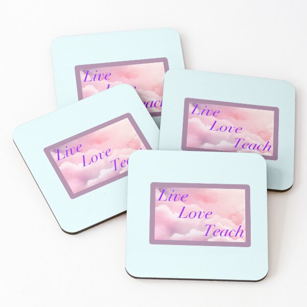 Artikelvorschau, Rechteckige rosa Wolken „Live Love Teach“ entworfen und verkauft von CEvansArt.