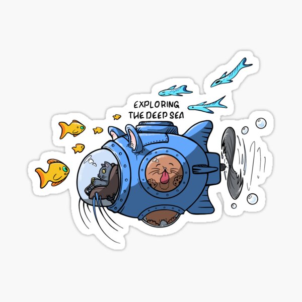 Deep Sea Cat Explorer – Submarine Snack Patrol Sticker