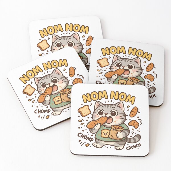 Item preview, Nom Nom! Funny Hungry Cat Eating Bread – Cartoon Snack Attack designed and sold by 奇0904.