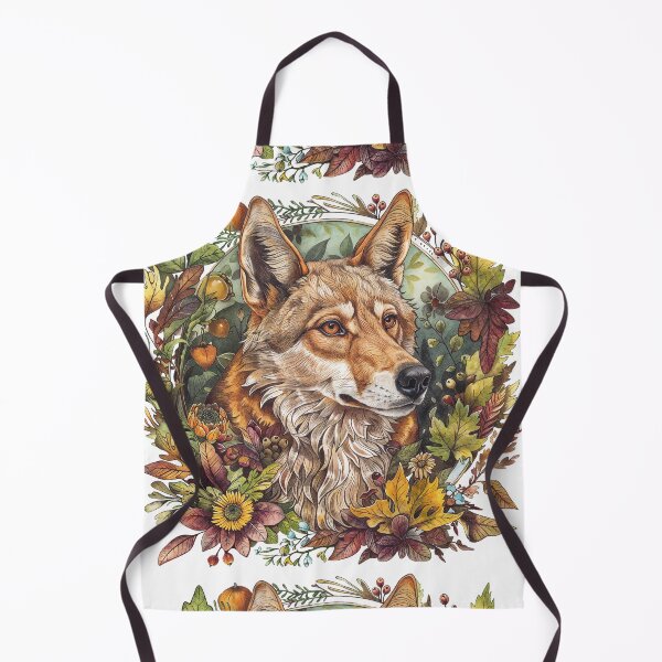 Item preview, Autumn Forest Wolf Portrait with Leaves and Flowers designed and sold by Anastasiia Yurevych.