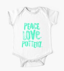 Pottery Design Peace Love Teal Artist Gift Light One Piece - Short Sleeve