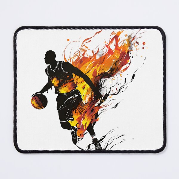 Item preview, Basketball Silhouette - Basketball Player with Fiery Effects designed and sold by Areebanawab.