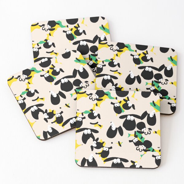 Item preview, Sheep pattern in cute yellow green cream and black designed and sold by fluffyfamcraft.