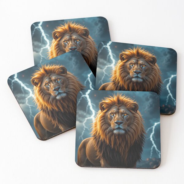 Item preview,  majestic lion stands against a dramatic stormy sky designed and sold by InezPhotography.