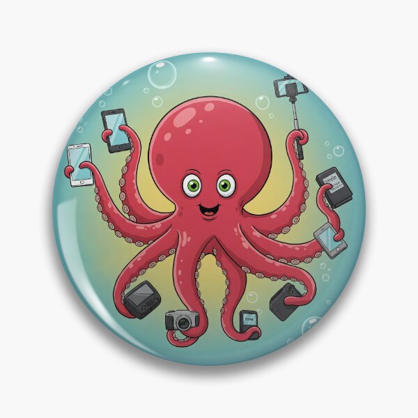 Item preview, Cheerful Octopus Holding Gadgets designed and sold by AgingeR.
