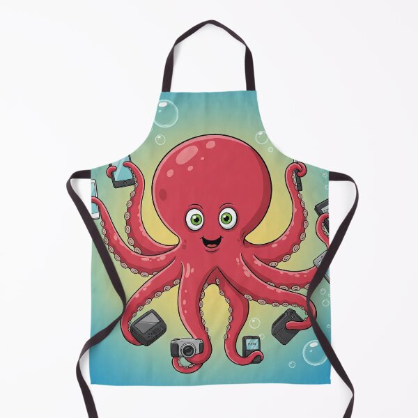 Item preview, Cheerful Octopus Holding Gadgets designed and sold by AgingeR.