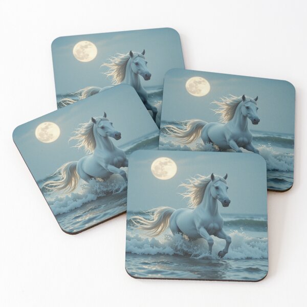 Item preview, majestic white horse gallops through the ocean waves designed and sold by InezPhotography.