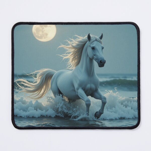 Item preview, majestic white horse gallops through the ocean waves designed and sold by InezPhotography.